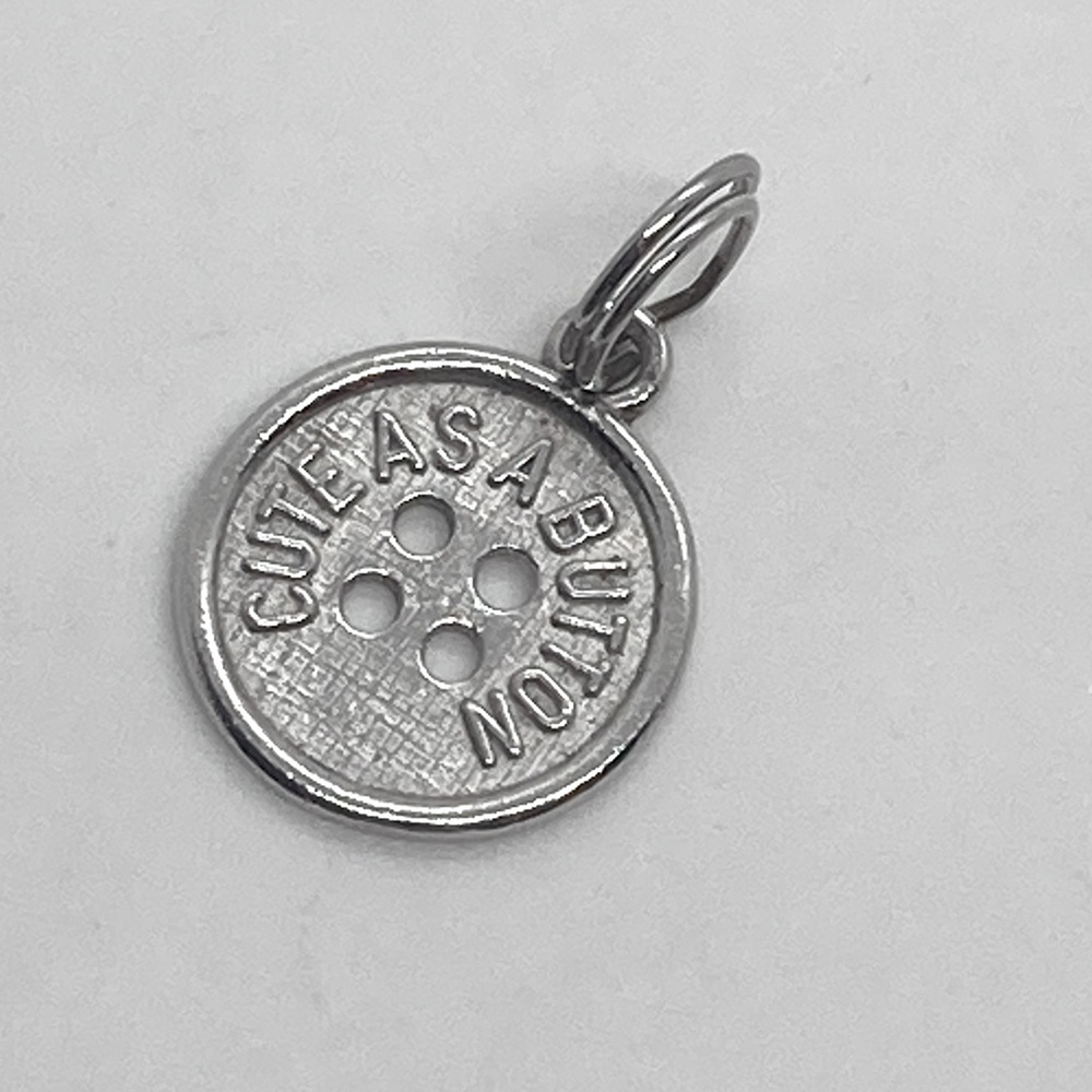 Vtg Sterling Silver 925 Cute As a Button Pendant Charm | 16mm
